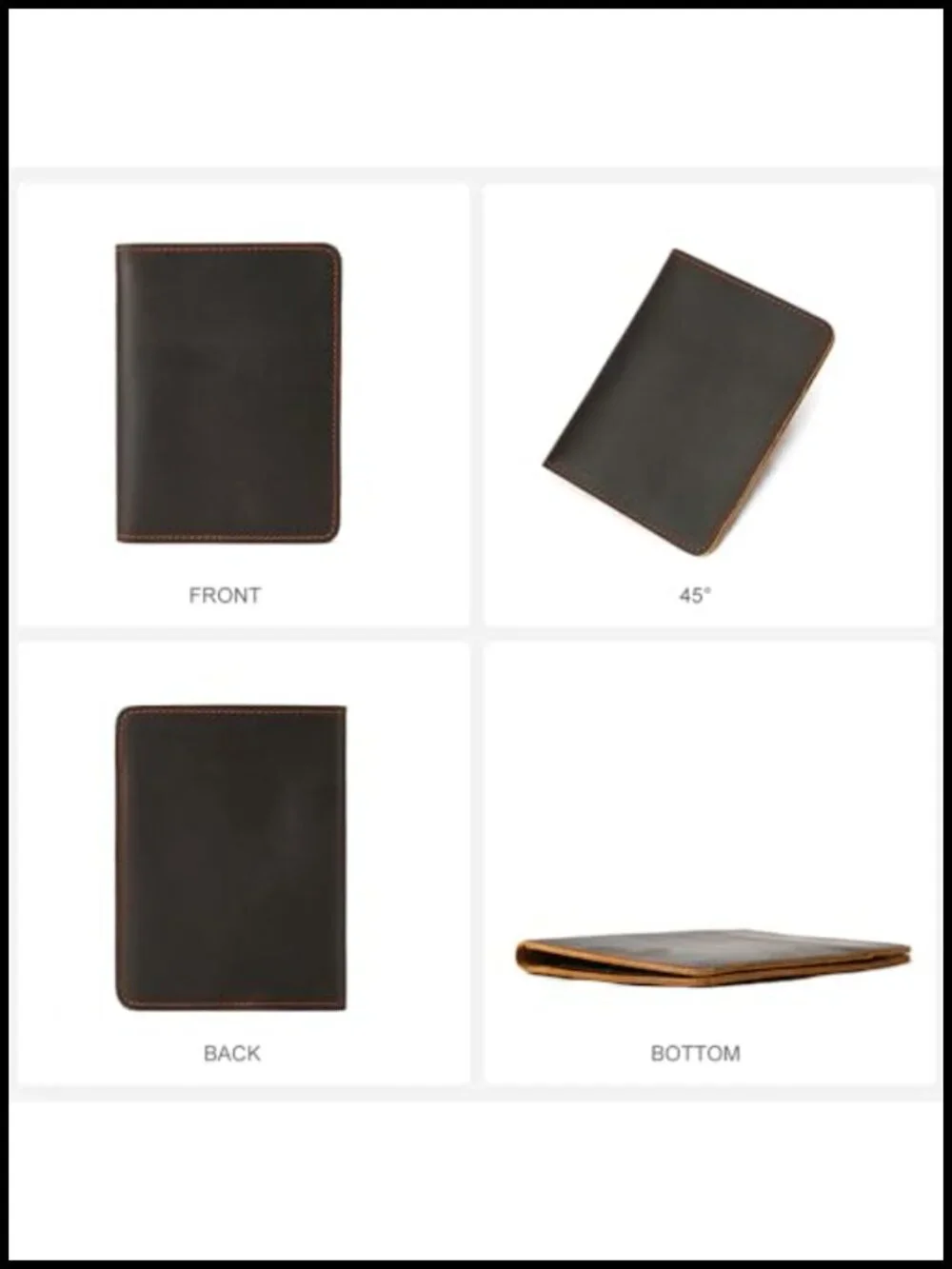 Genuine Leather Passport Holder with Card Slots & Cash Pocket, Vintage Travel